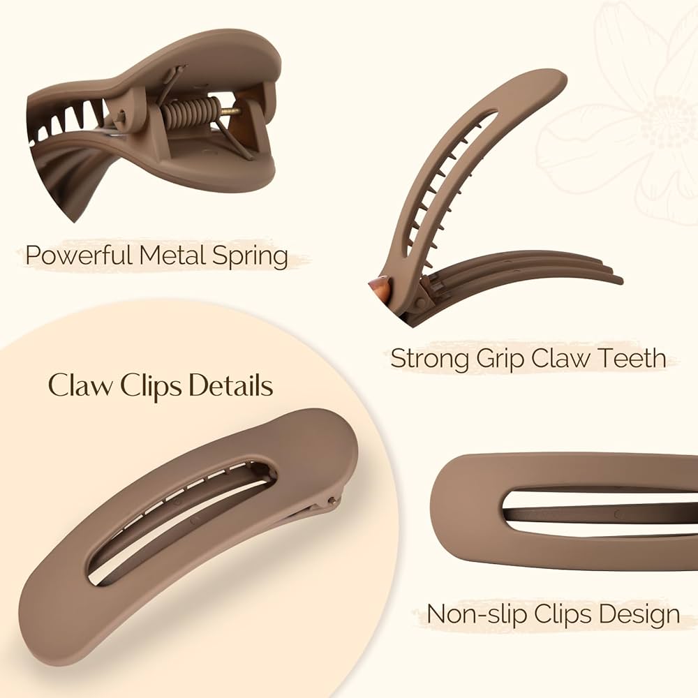 YANIBEST 5 Pcs Flat Hair Clips - Stylish Lay Flat Claw Clips